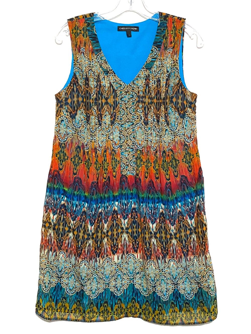 Chris McLaughlin Sleeveless Dress 6 Colorful Paisley Boho Hippie Indie Artsy